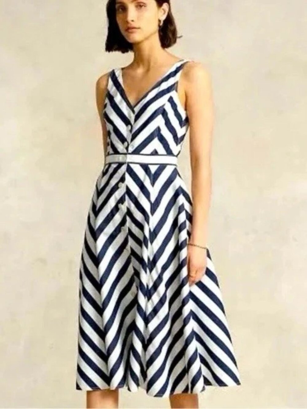 Polo Ralph Lauren Romy Sleeveless Dress Blue White Striped Nautical 8